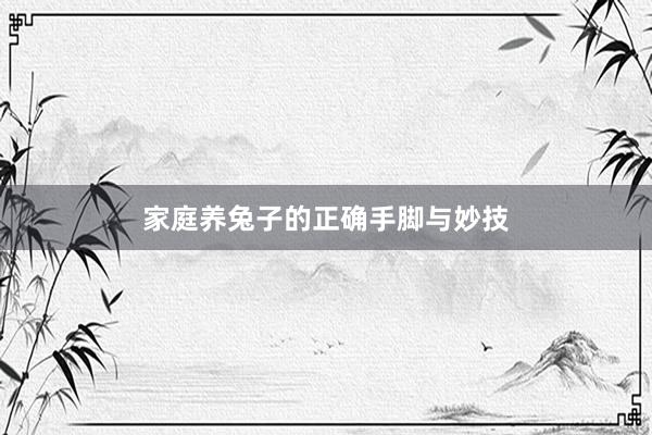 家庭养兔子的正确手脚与妙技